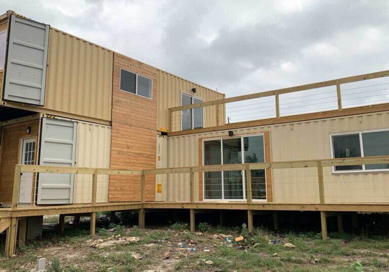 two story farm house made of container